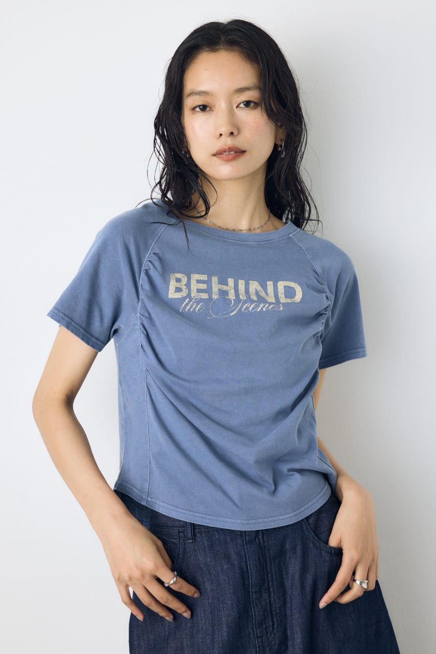 【美品】AZUL BY MOUSSY 短丈　N-2B 平成　Y2K ギャル　M AZUL BY MOUSSY | フロントギャザーカラーロゴTシャツ (その他トップス