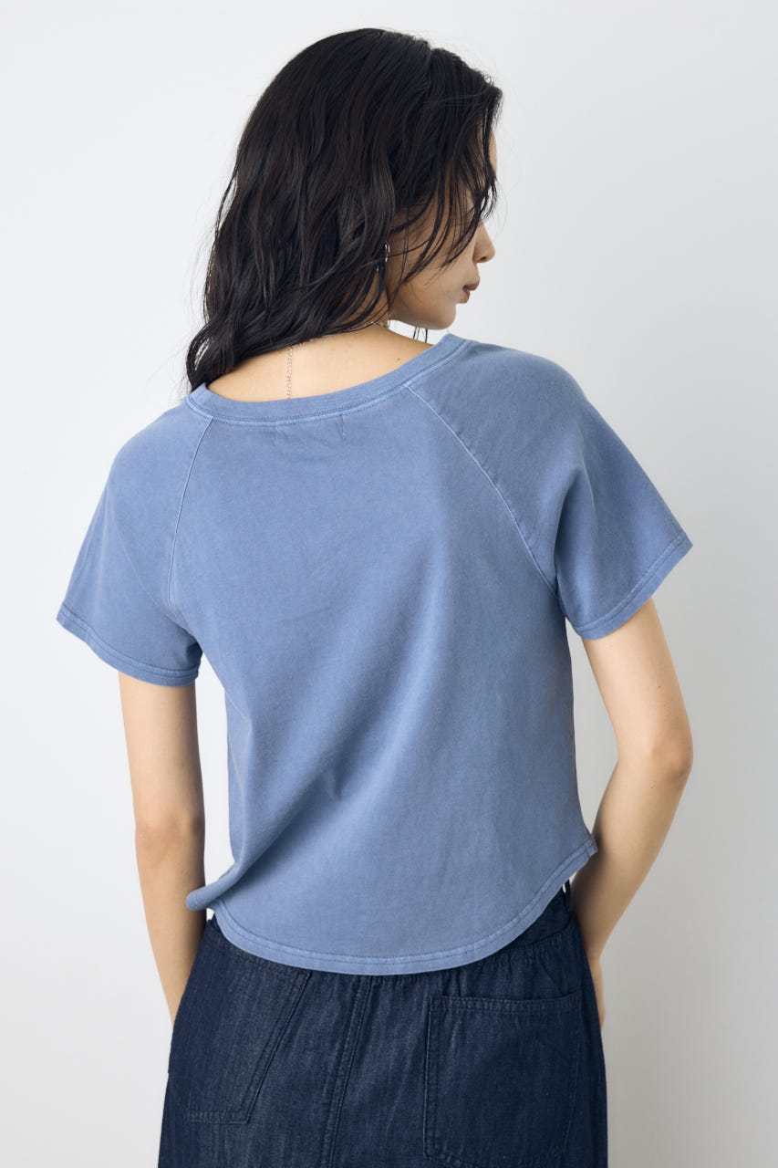 フロントギャザーカラーロゴTシャツ BLU FREE