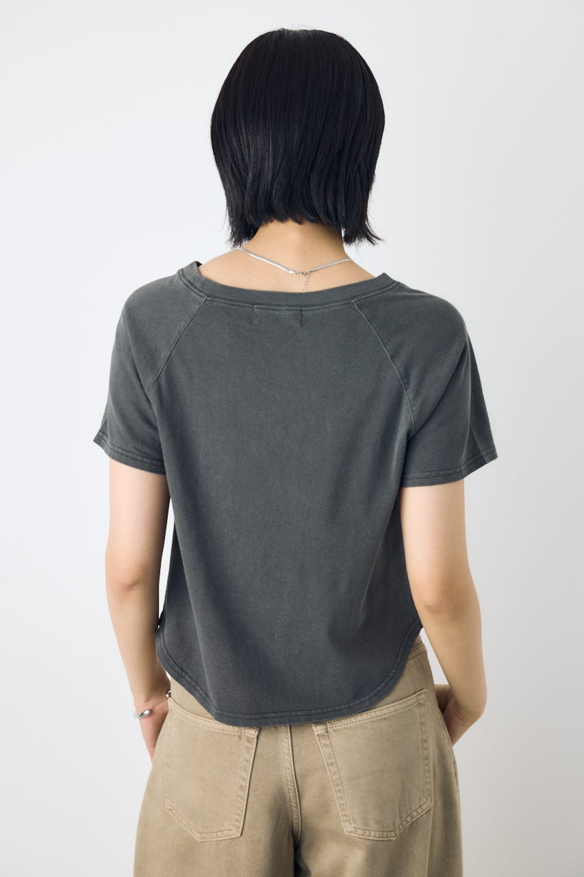 フロントギャザーカラーロゴTシャツ L/BLK FREE