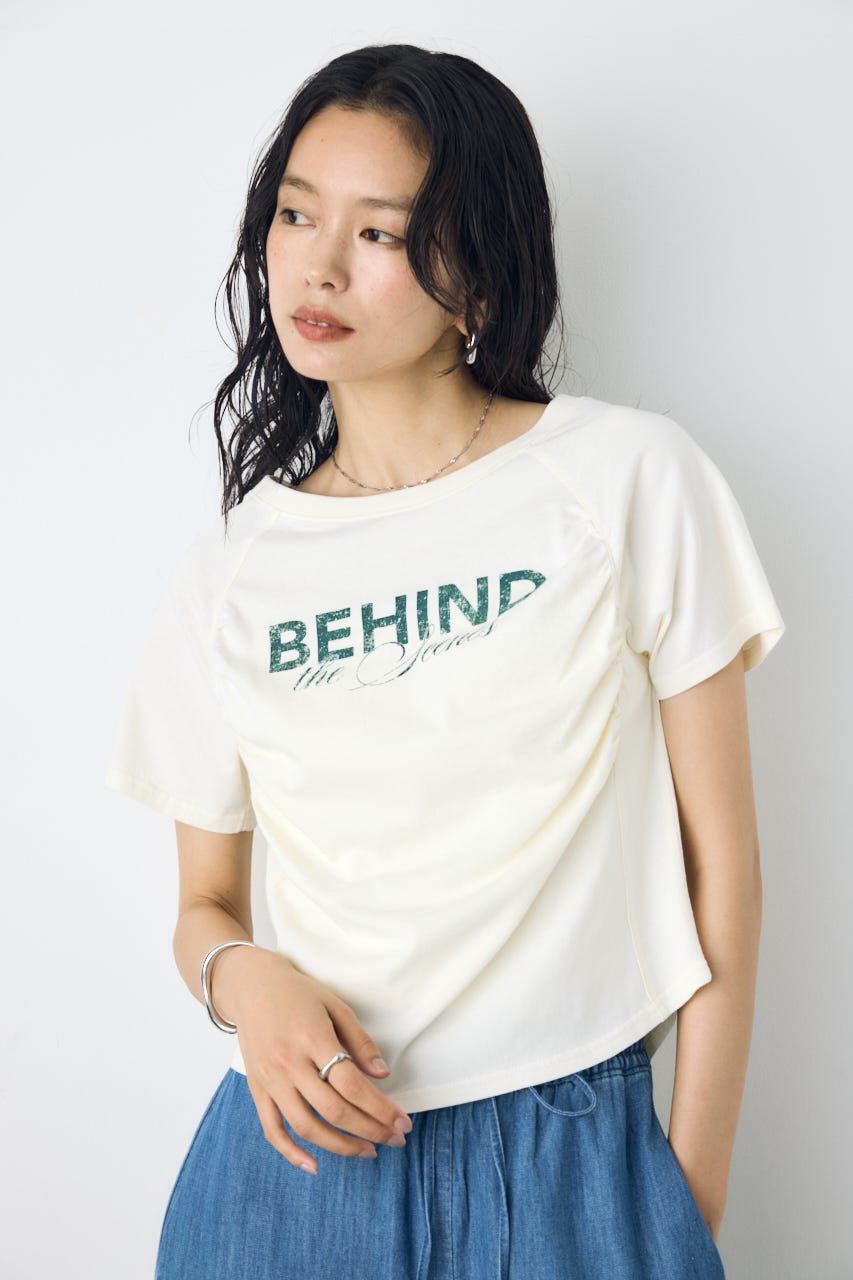 フロントギャザーカラーロゴTシャツ O/WHT FREE