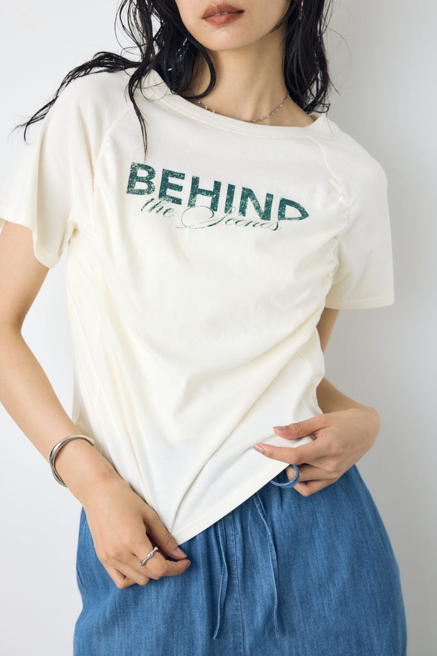 フロントギャザーカラーロゴTシャツ O/WHT FREE