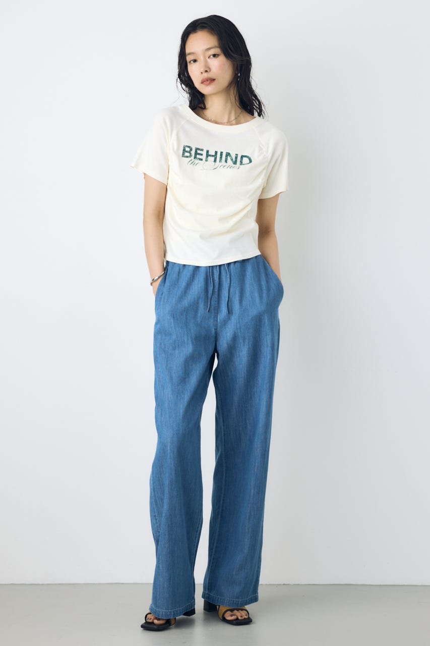 フロントギャザーカラーロゴTシャツ O/WHT FREE