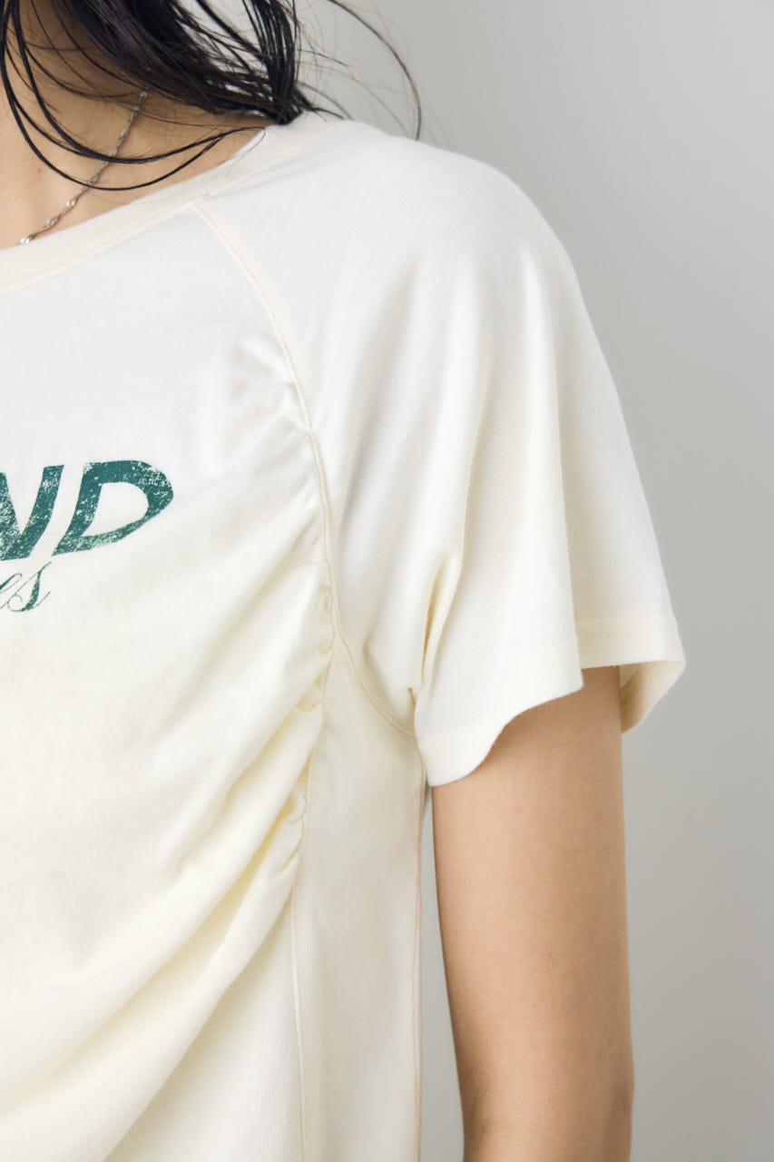 フロントギャザーカラーロゴTシャツ O/WHT FREE