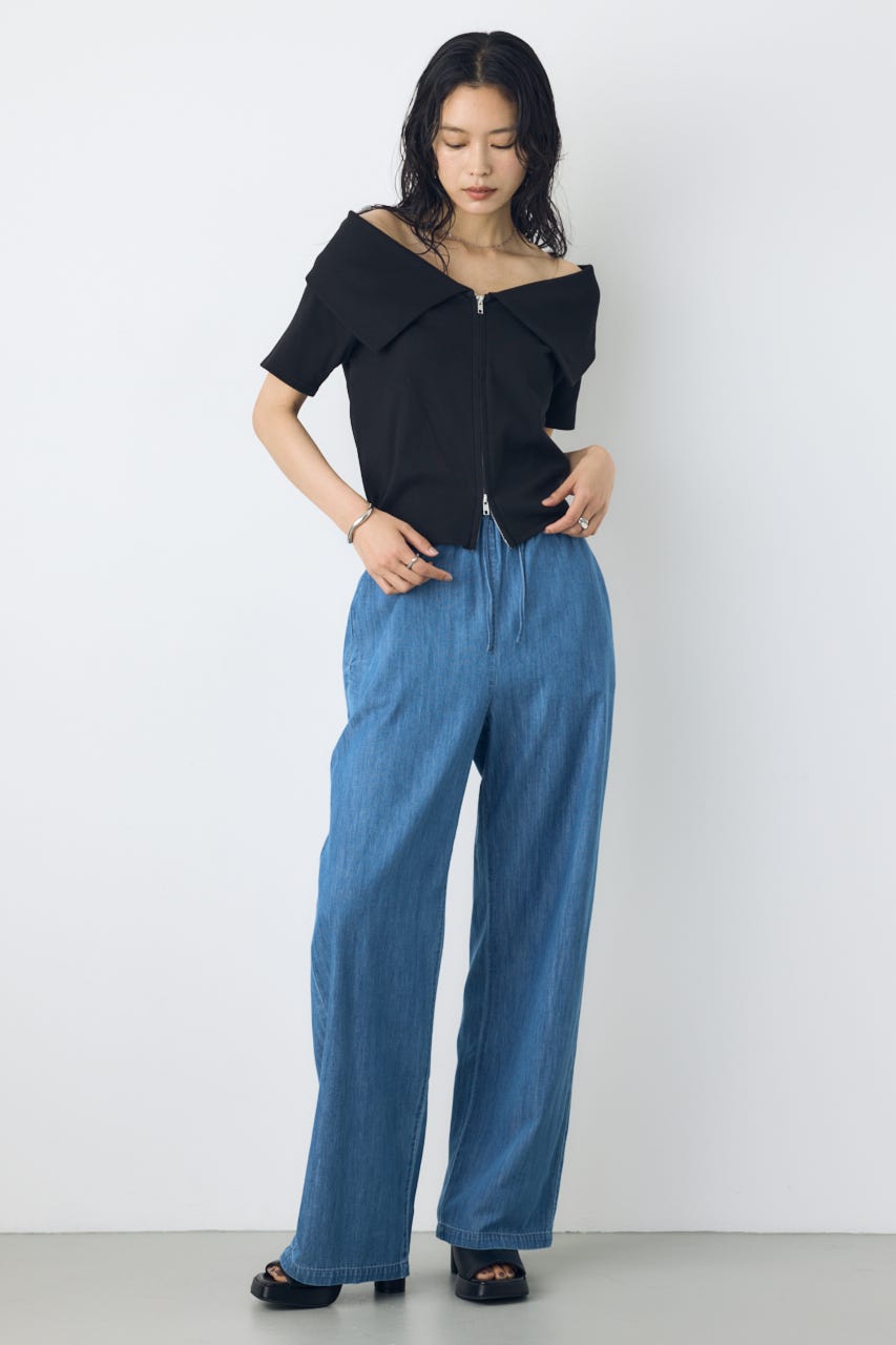 【接触冷感】ダブルジップオフショルトップス BLK FREE