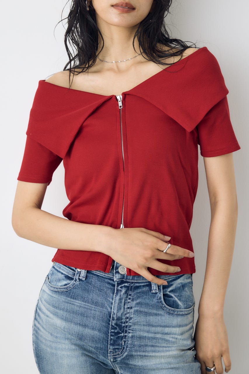 トップス Tetsu AZUL BY MOUSSY | 【接触冷感】ダブルジップオフショルトップス