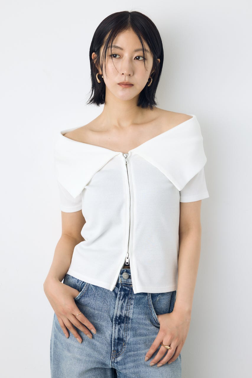 【接触冷感】ダブルジップオフショルトップス O/WHT FREE