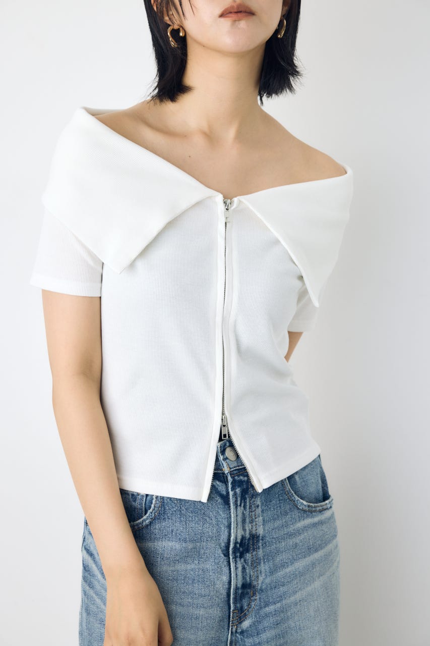 【接触冷感】ダブルジップオフショルトップス O/WHT FREE
