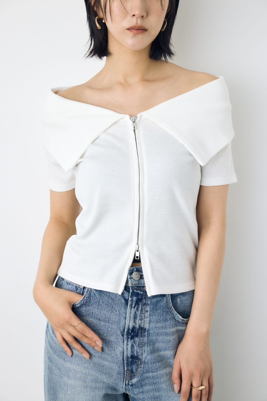 【接触冷感】ダブルジップオフショルトップス O/WHT FREE