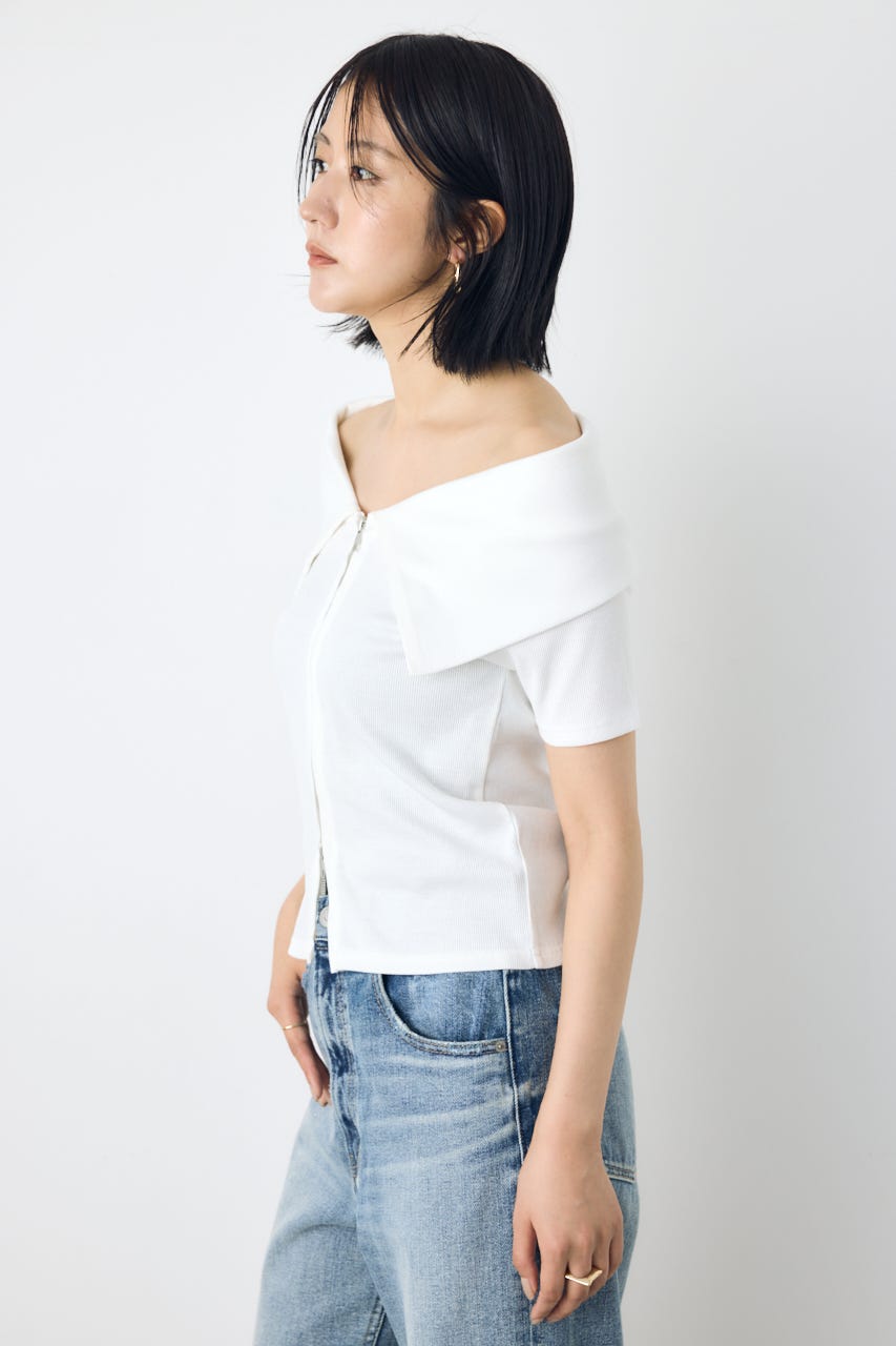 【接触冷感】ダブルジップオフショルトップス O/WHT FREE