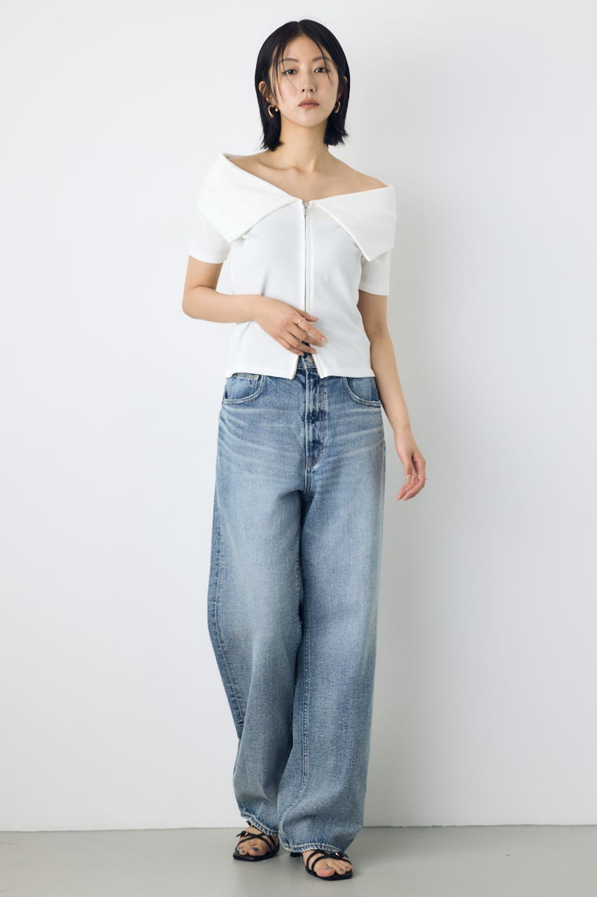 【接触冷感】ダブルジップオフショルトップス O/WHT FREE
