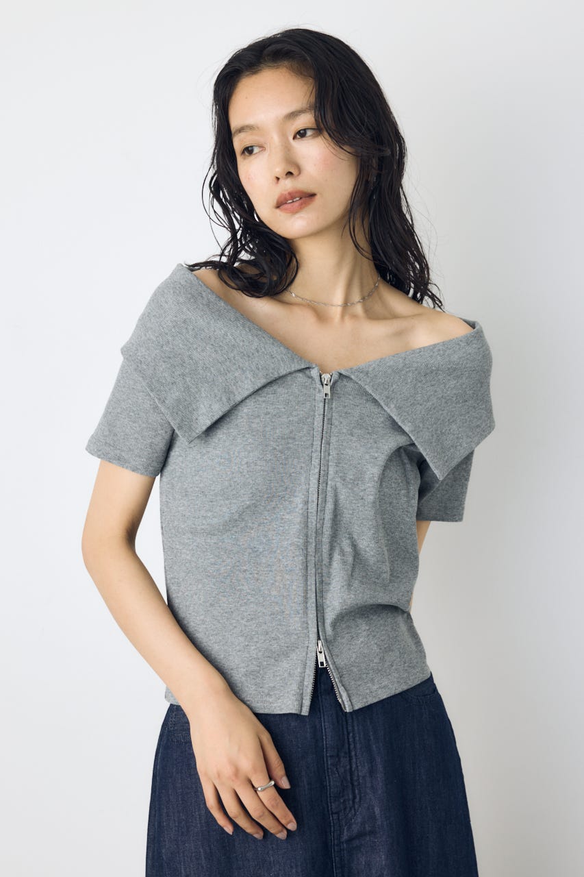 【接触冷感】ダブルジップオフショルトップス T.GRY FREE