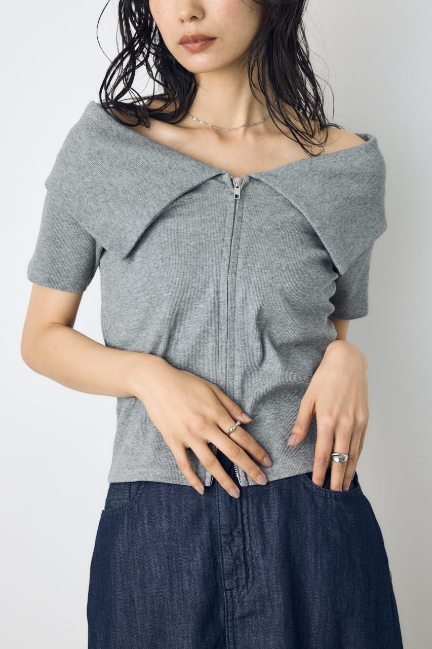 【接触冷感】ダブルジップオフショルトップス T.GRY FREE
