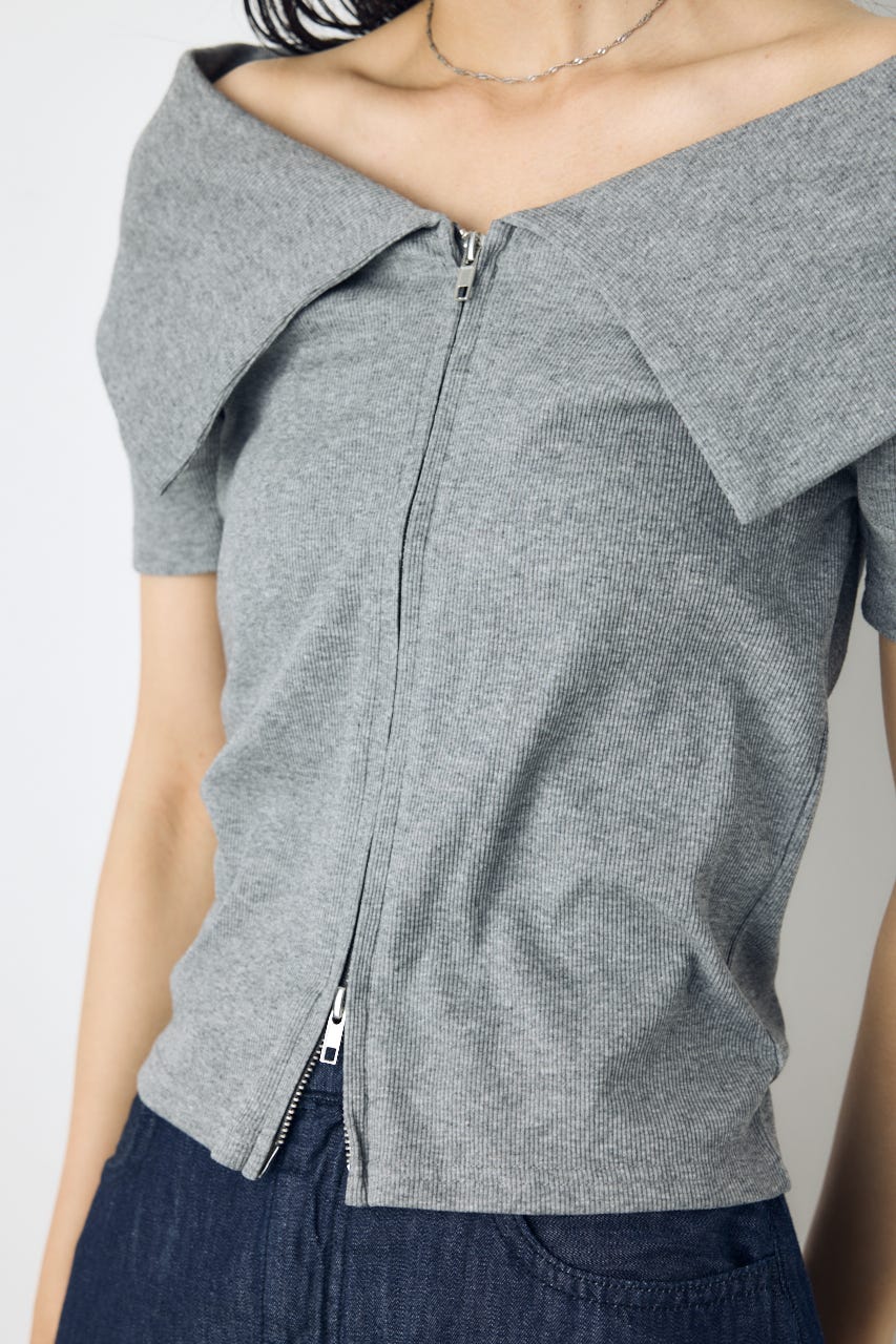 【接触冷感】ダブルジップオフショルトップス T.GRY FREE