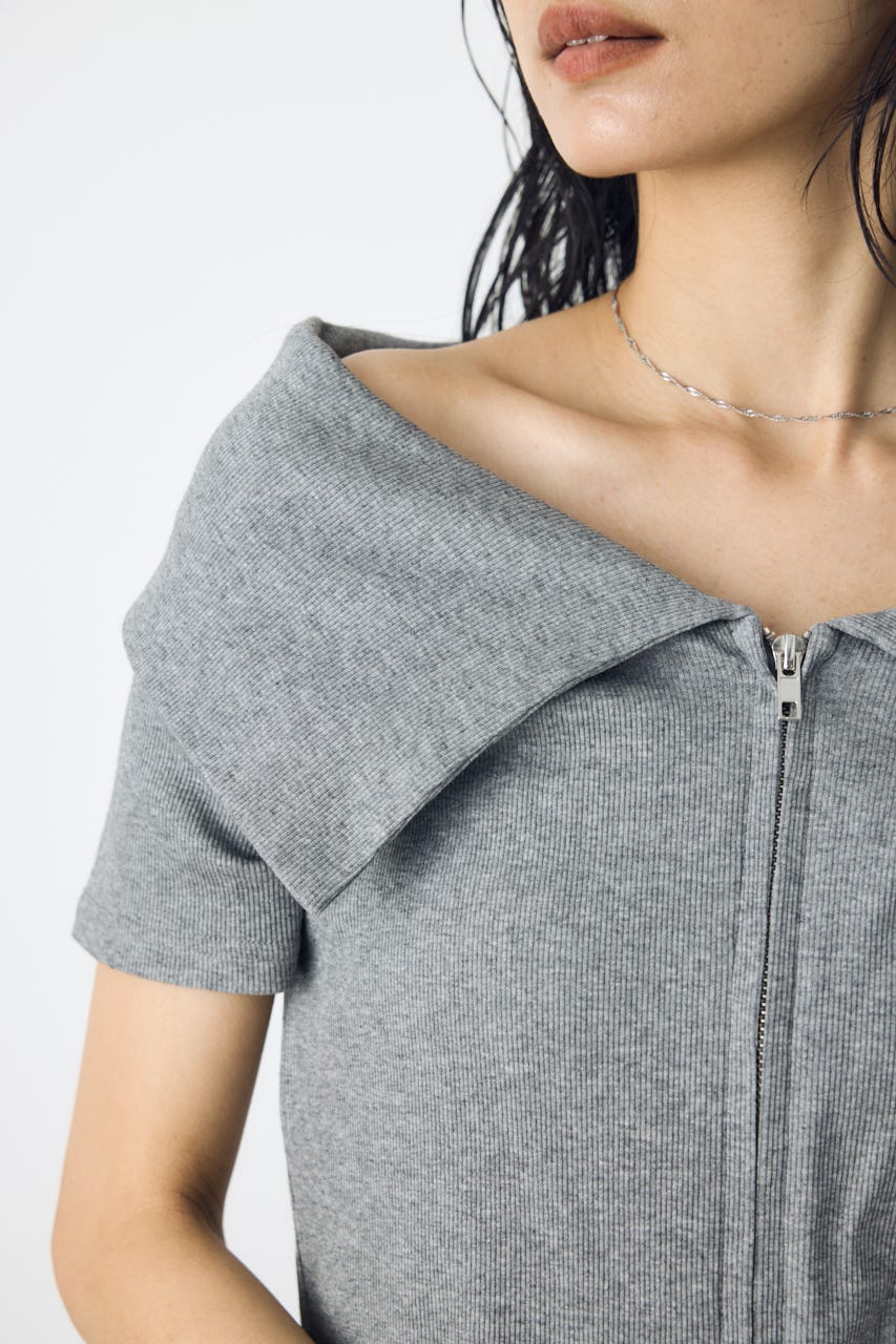 【接触冷感】ダブルジップオフショルトップス T.GRY FREE