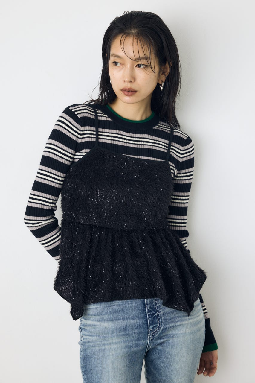 シャギーペプラムキャミソール BLK FREE