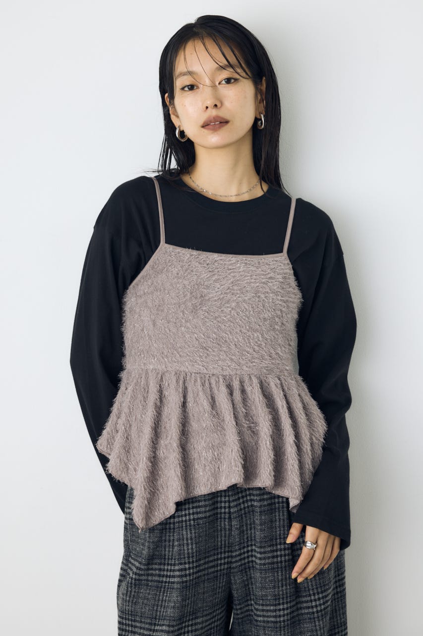 シャギーペプラムキャミソール GRY FREE