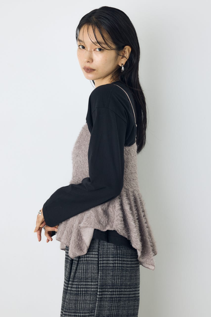 シャギーペプラムキャミソール GRY FREE