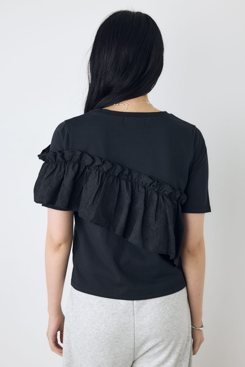 フリルデザインカットトップス BLK FREE