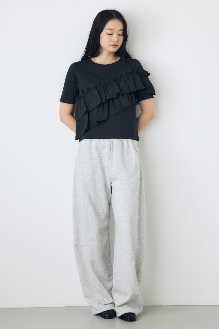 フリルデザインカットトップス BLK FREE