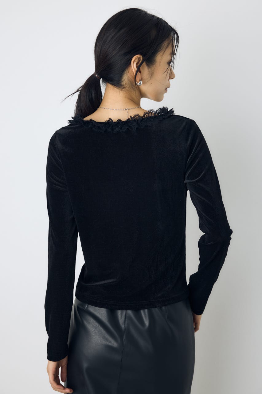 ベロアフロントシャーリングトップス BLK FREE