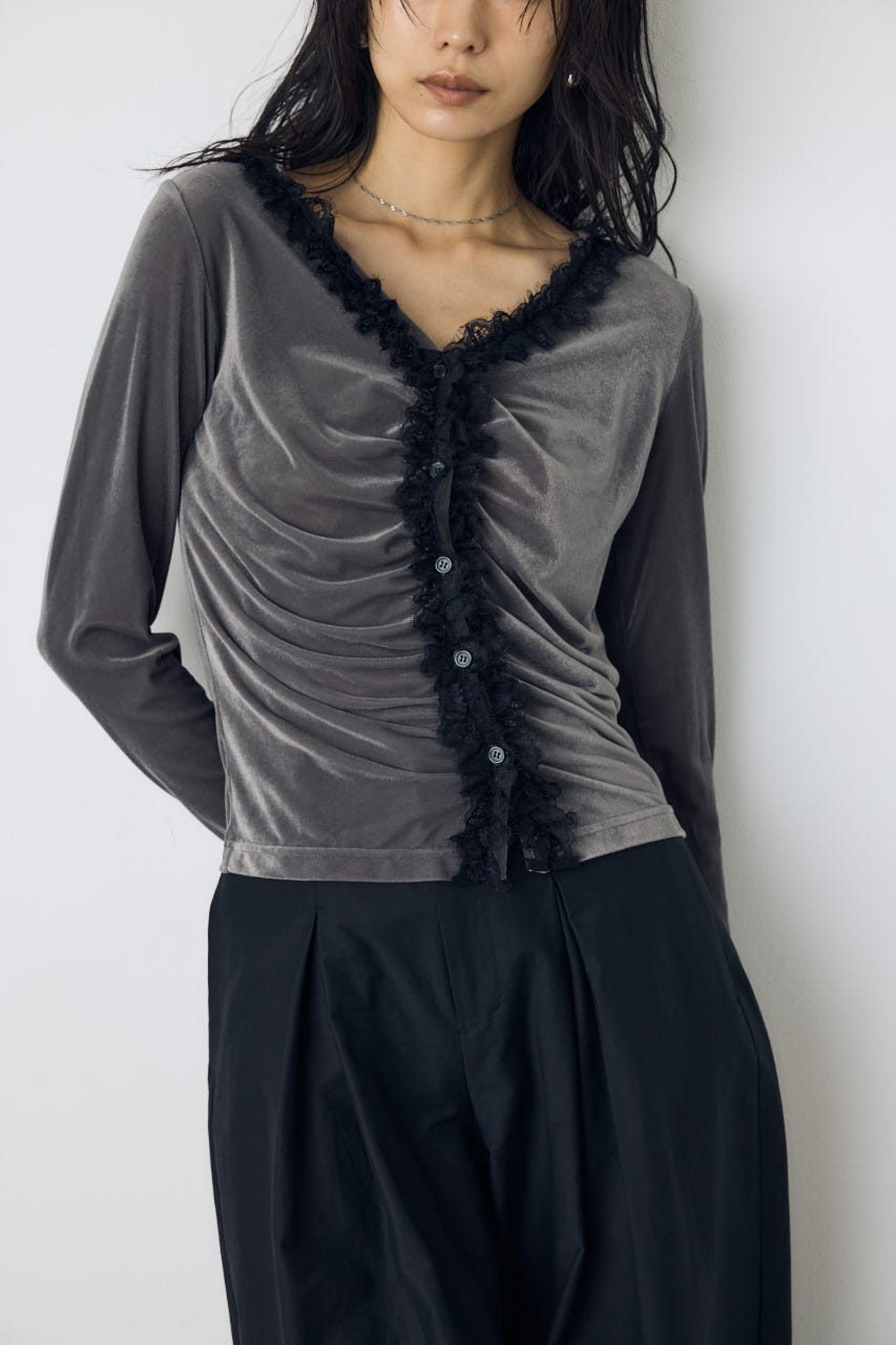 ベロアフロントシャーリングトップス GRY FREE