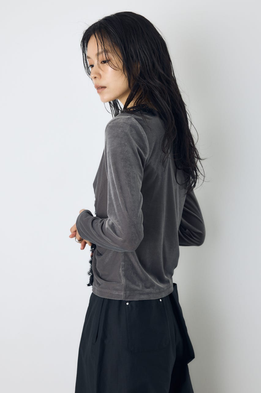 ベロアフロントシャーリングトップス GRY FREE