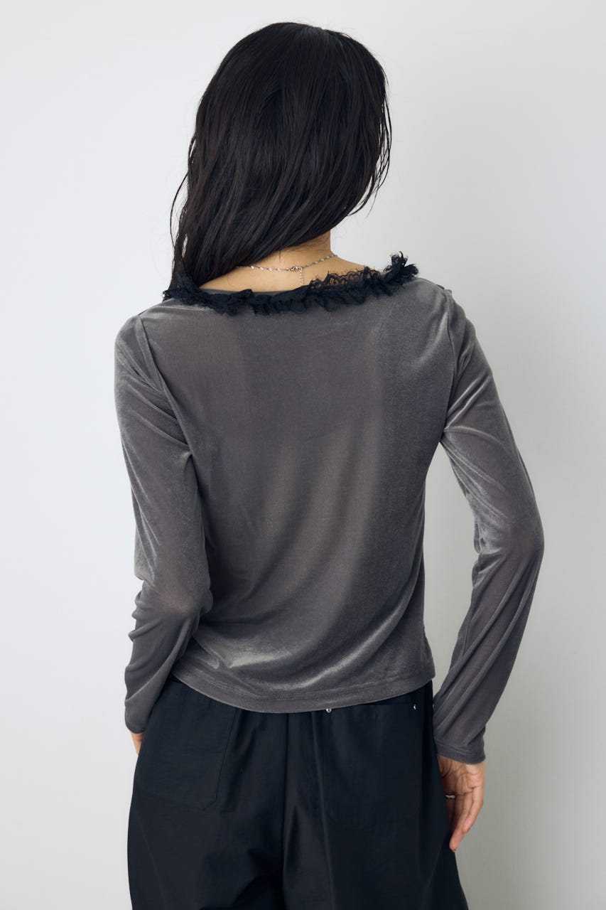 ベロアフロントシャーリングトップス GRY FREE