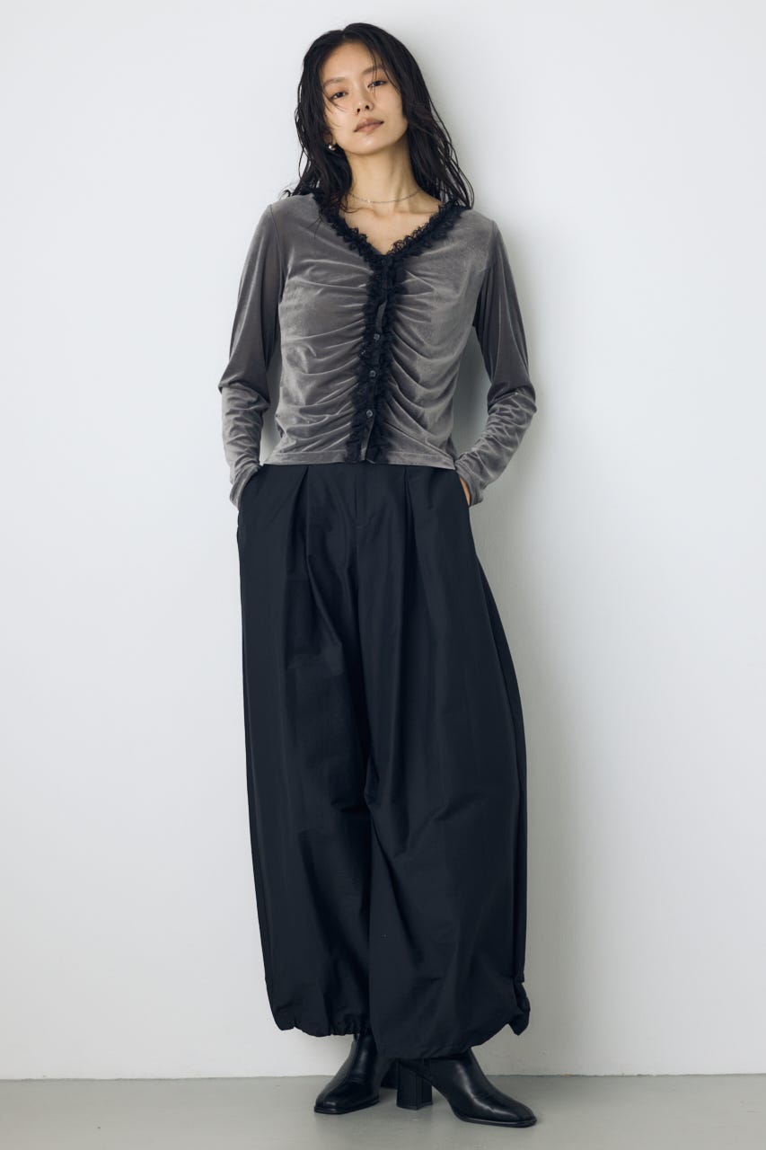 ベロアフロントシャーリングトップス GRY FREE