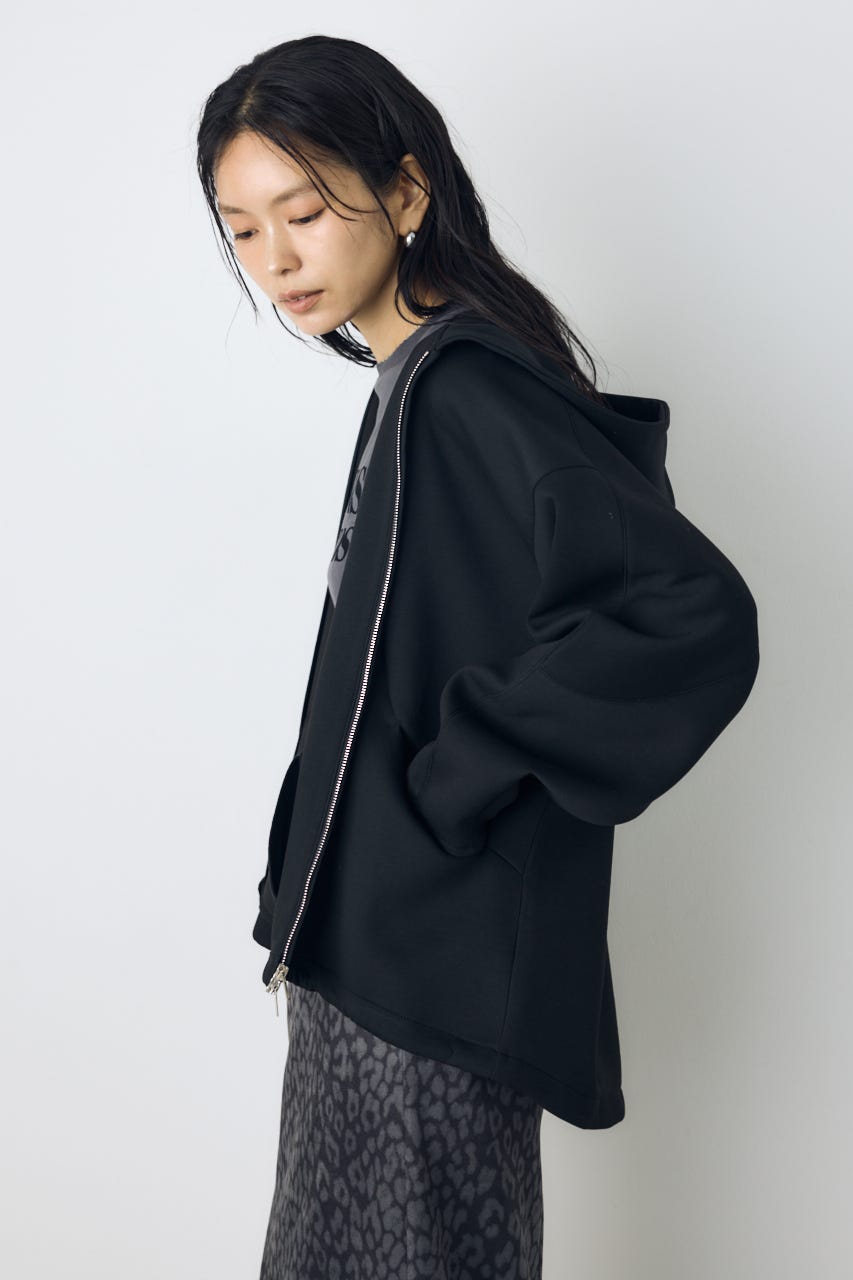 コクーンダブルジップパーカー BLK FREE