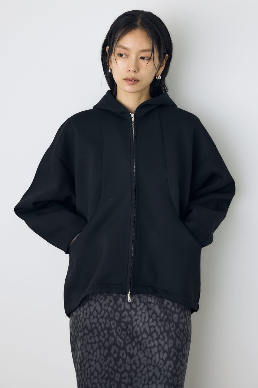 コクーンダブルジップパーカー BLK FREE