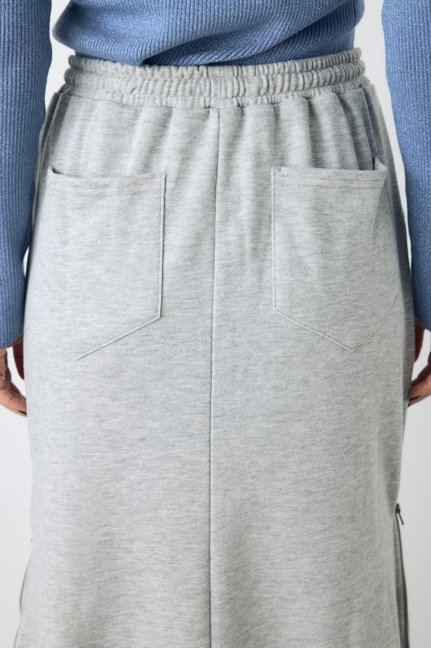 ジップデザイン裏毛ロングスカート T.GRY FREE