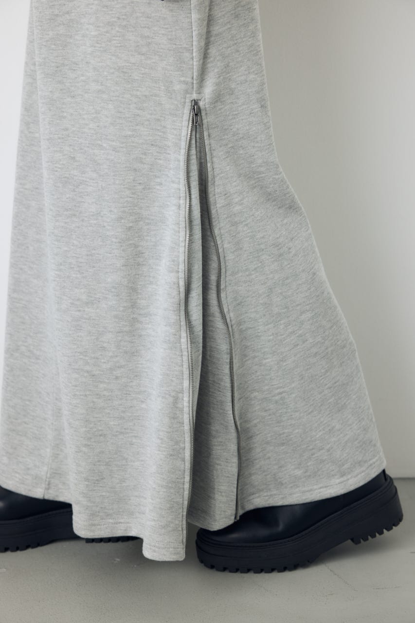 ジップデザイン裏毛ロングスカート T.GRY FREE