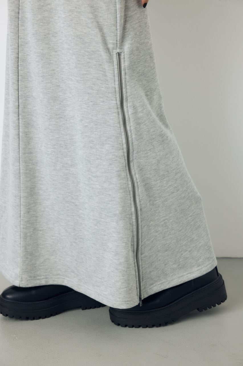 ジップデザイン裏毛ロングスカート T.GRY FREE