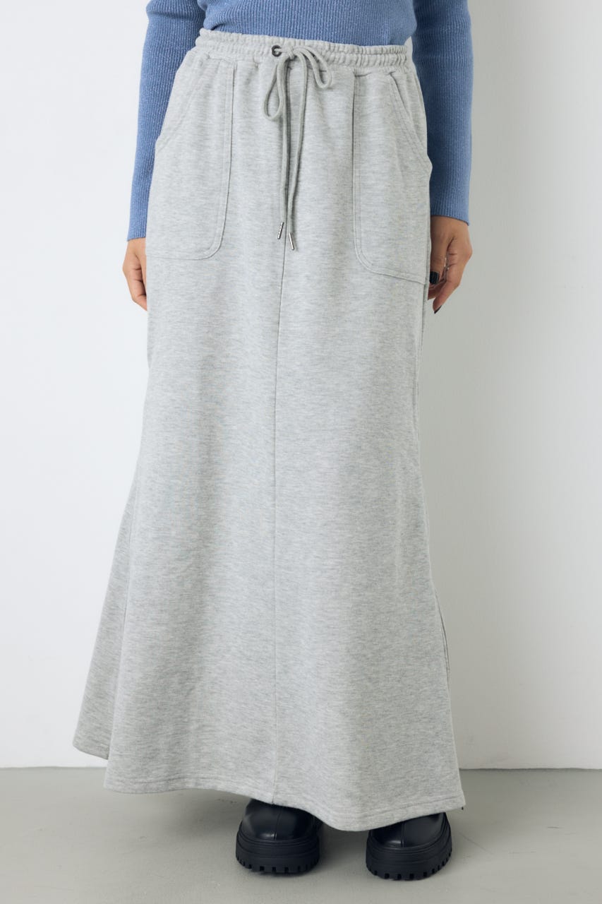 ジップデザイン裏毛ロングスカート T.GRY FREE