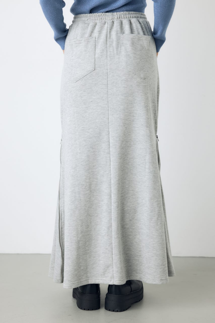 ジップデザイン裏毛ロングスカート T.GRY FREE