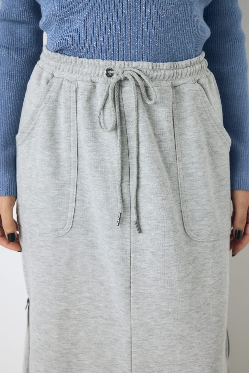 ジップデザイン裏毛ロングスカート T.GRY FREE