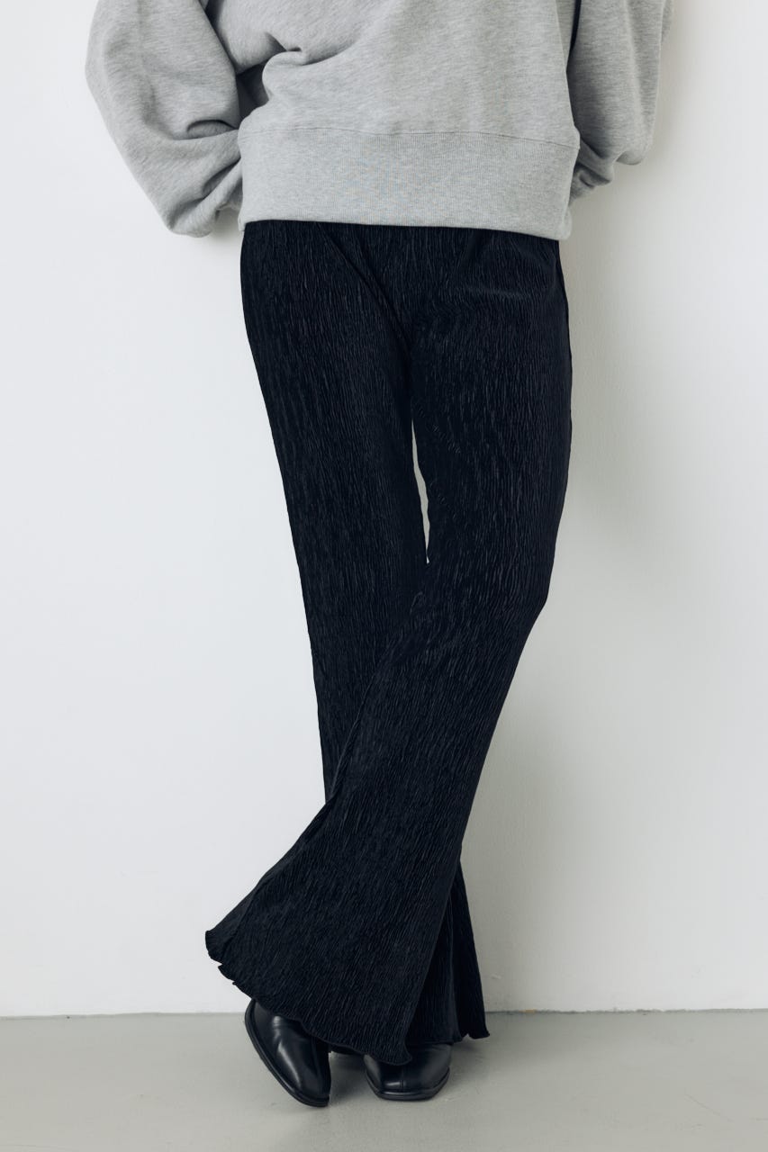 プリーツベロアフレアパンツ BLK S