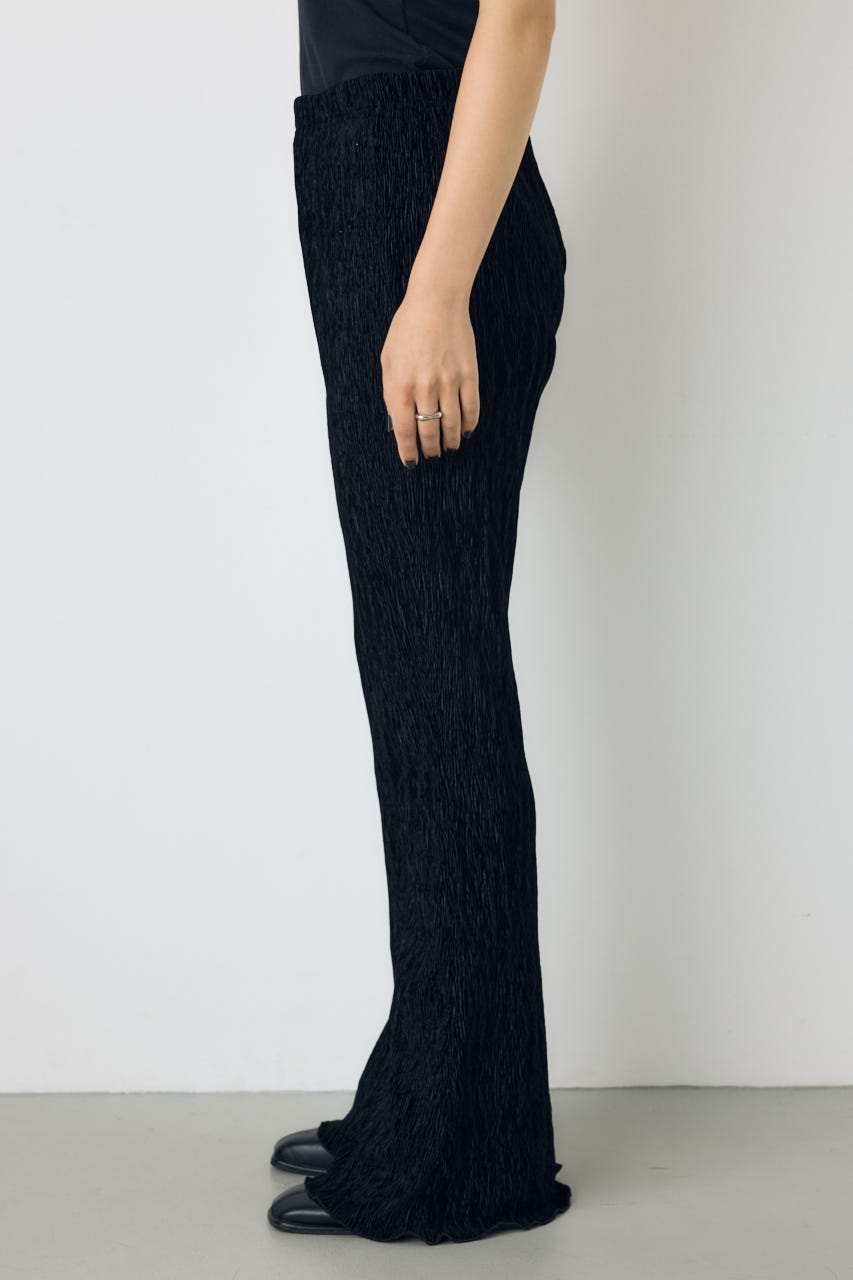 プリーツベロアフレアパンツ BLK S