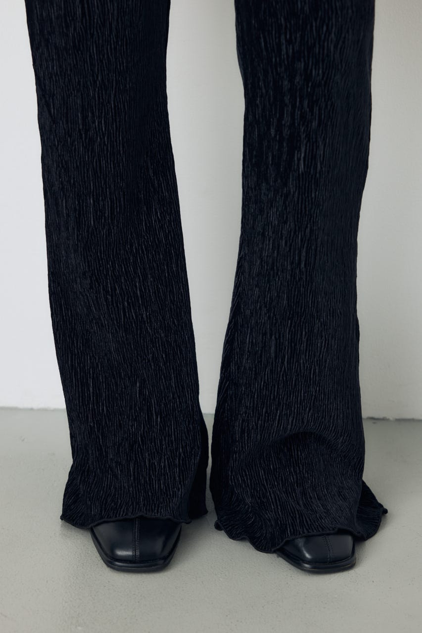 プリーツベロアフレアパンツ BLK S