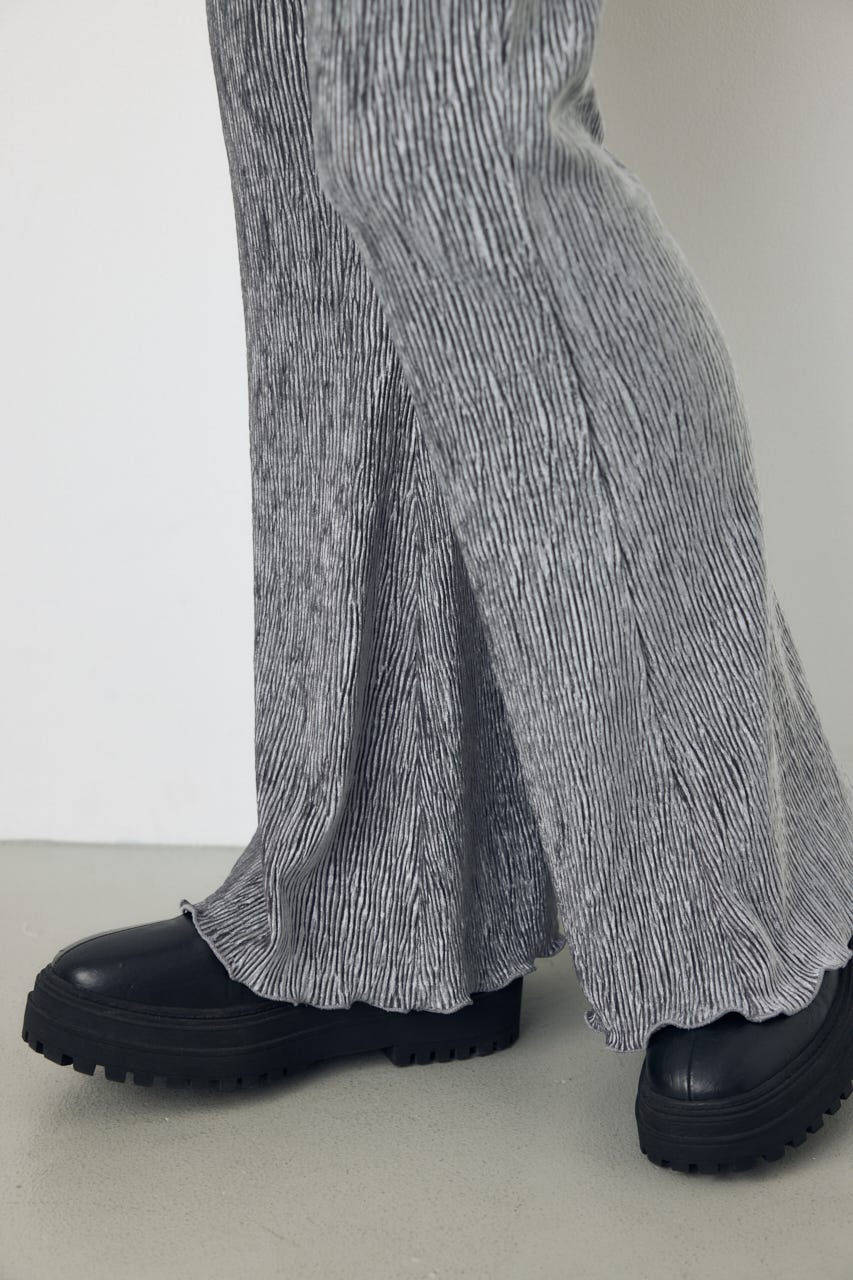 プリーツベロアフレアパンツ L/GRY S