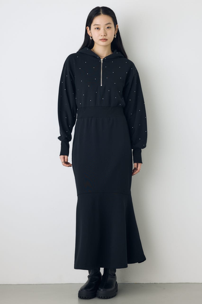 裏起毛マーメイドパーカーワンピース BLK M