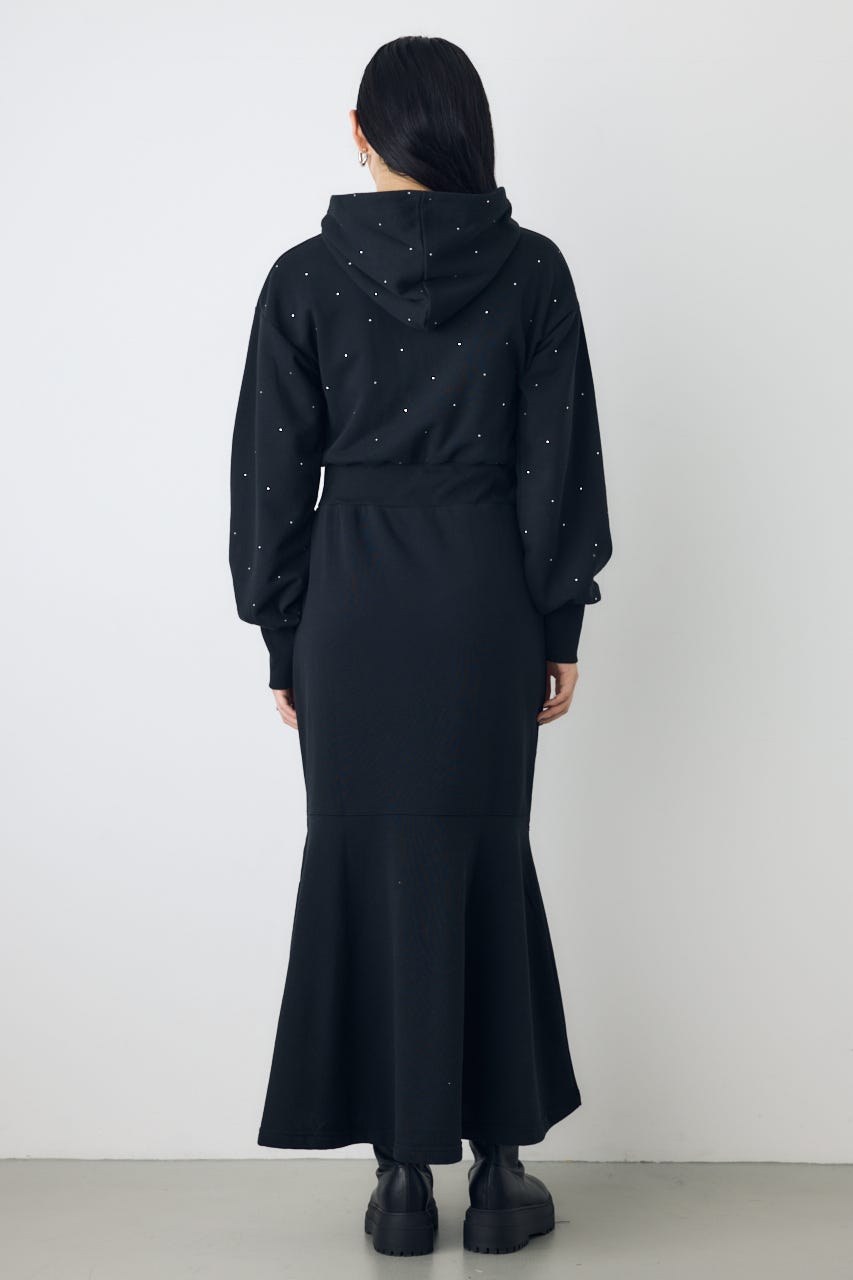 裏起毛マーメイドパーカーワンピース BLK M