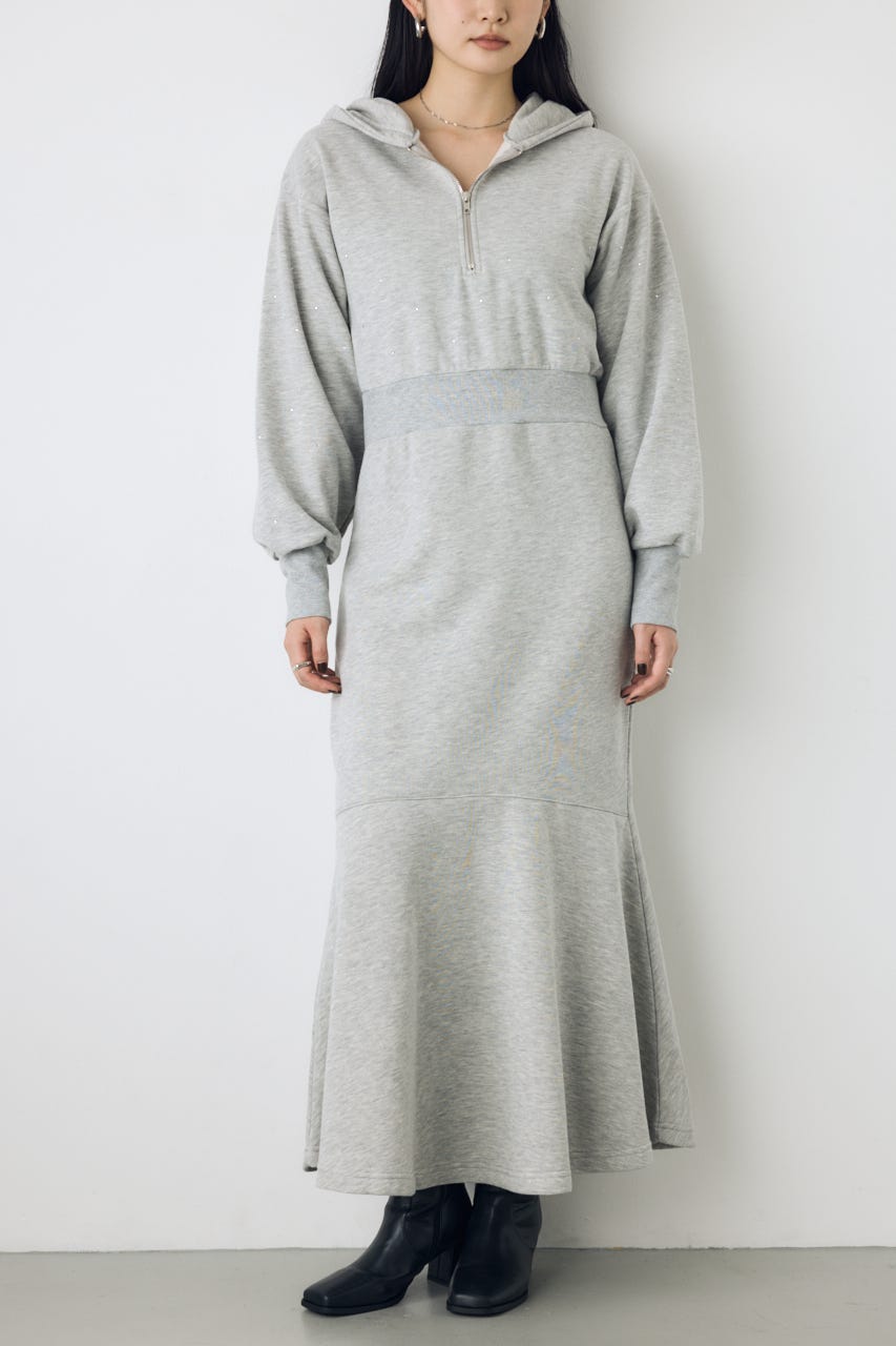 裏起毛マーメイドパーカーワンピース T.GRY S