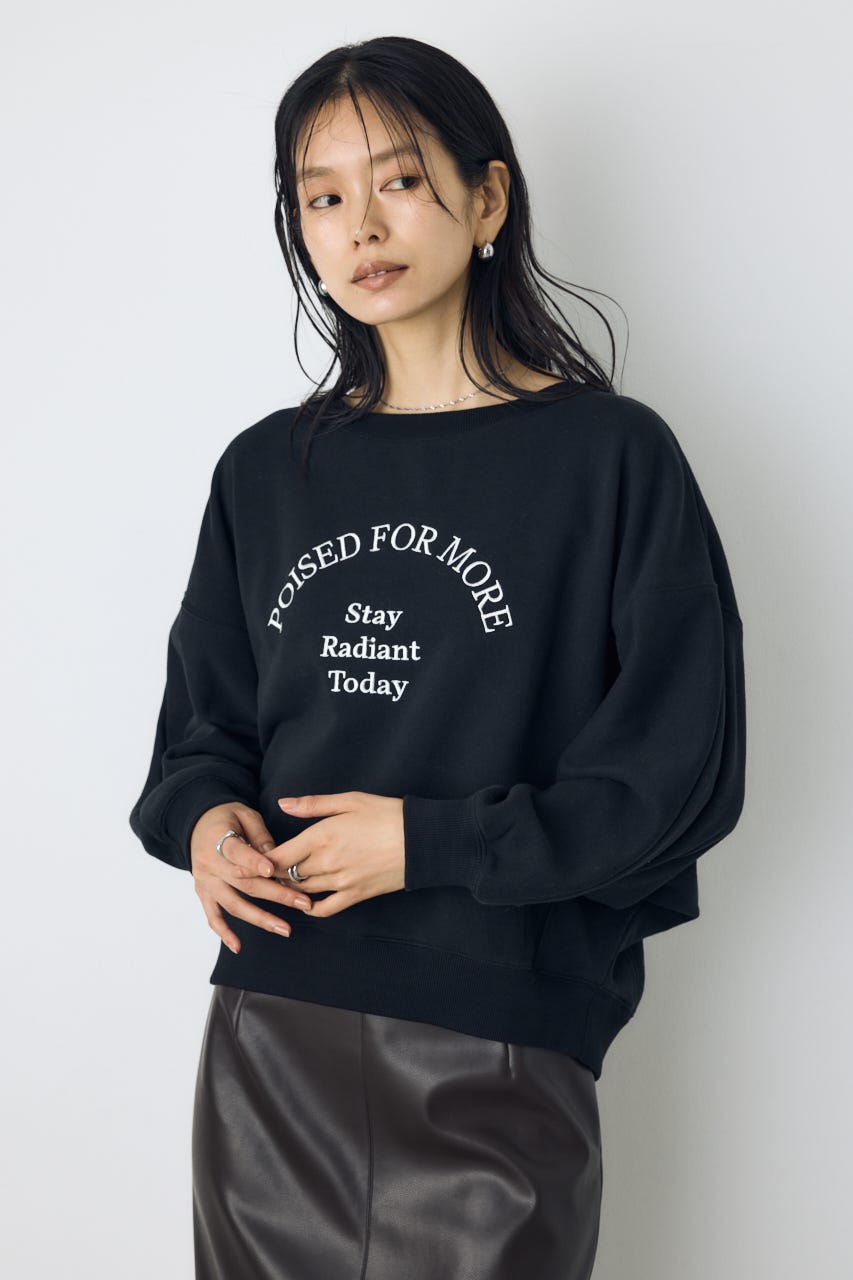 オフショルロゴ裏毛トップス BLK FREE