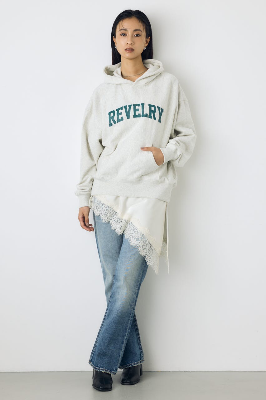 クラックロゴプリントフーディー L/T.GRY FREE