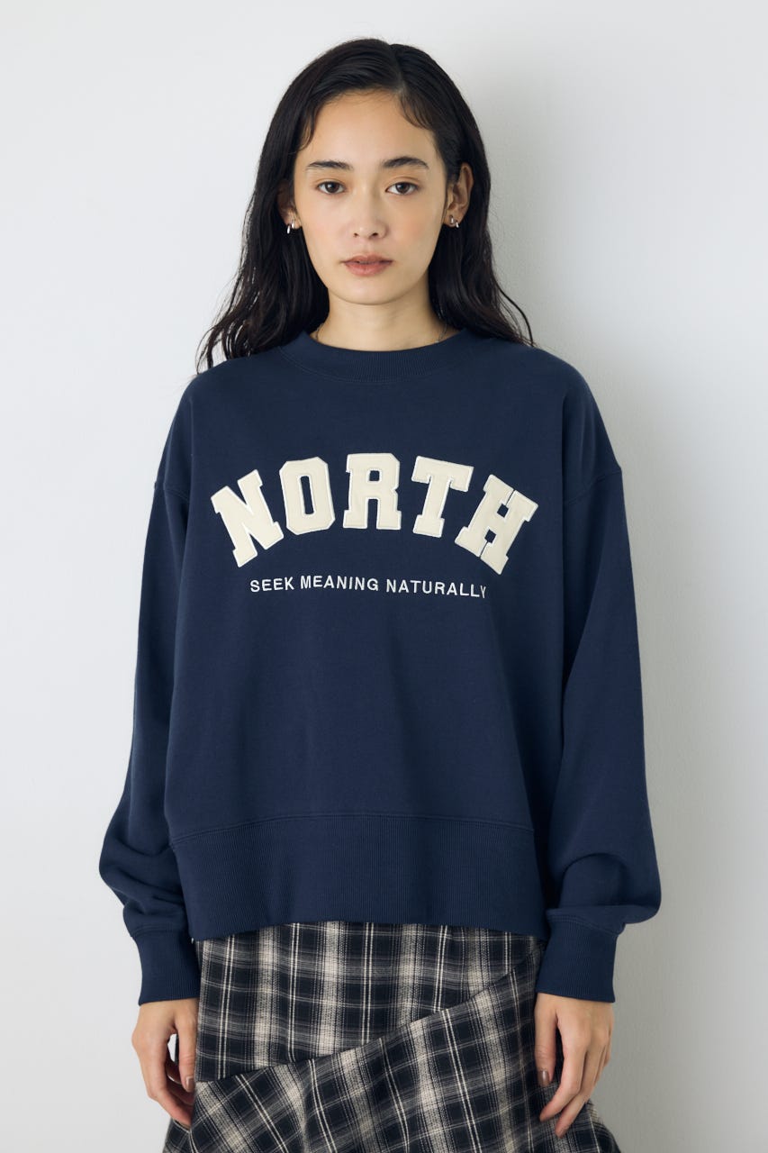 カレッジワッペンロゴ裏毛トップス NVY FREE