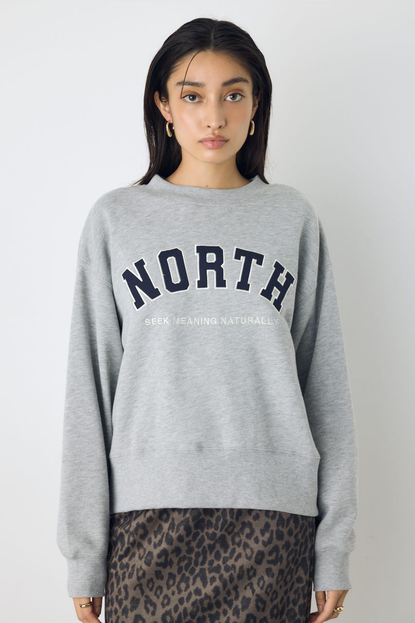 カレッジワッペンロゴ裏毛トップス T.GRY FREE