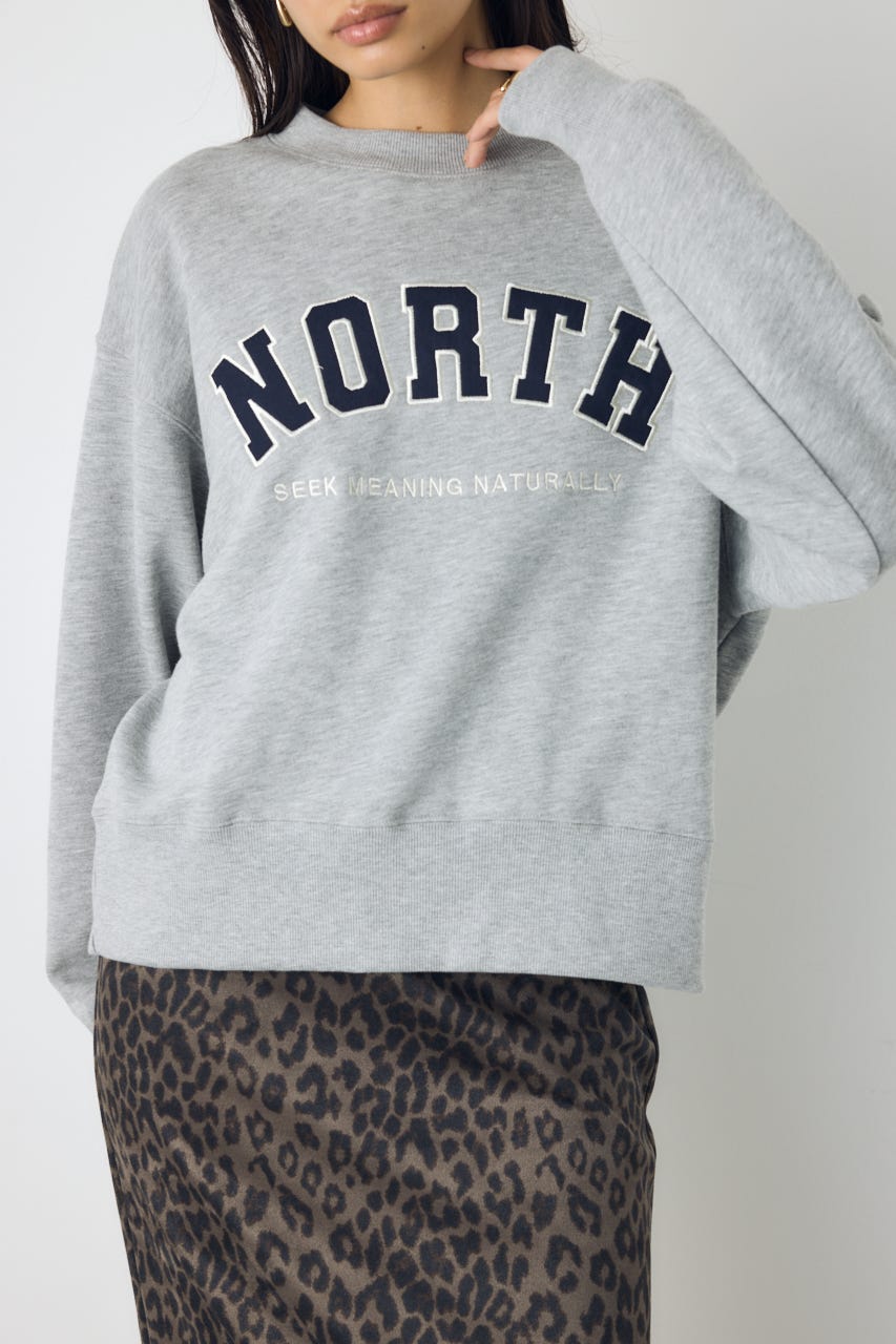カレッジワッペンロゴ裏毛トップス T.GRY FREE