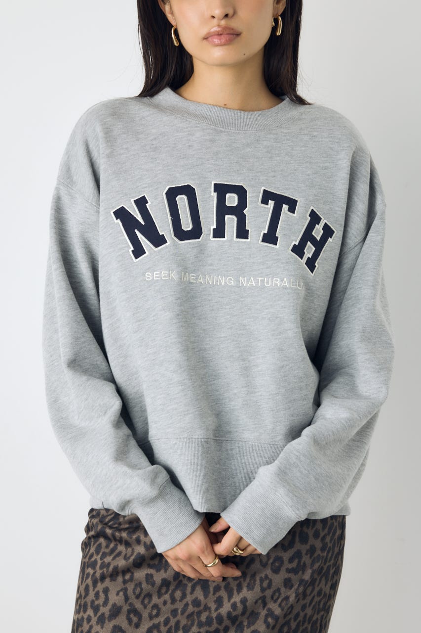 カレッジワッペンロゴ裏毛トップス T.GRY FREE