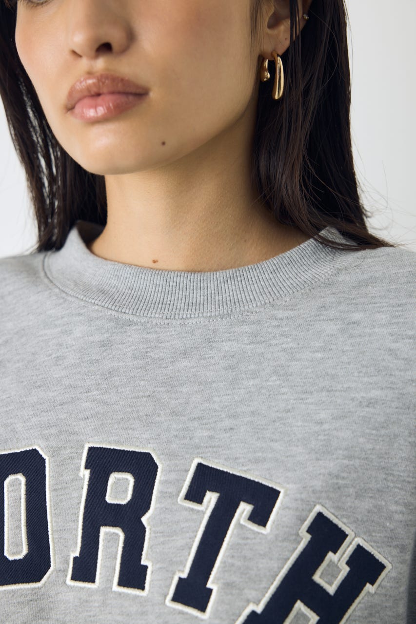 カレッジワッペンロゴ裏毛トップス T.GRY FREE
